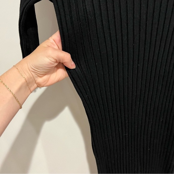 modern citizen black ribbed mockneck midi dress - Picture 4 of 8